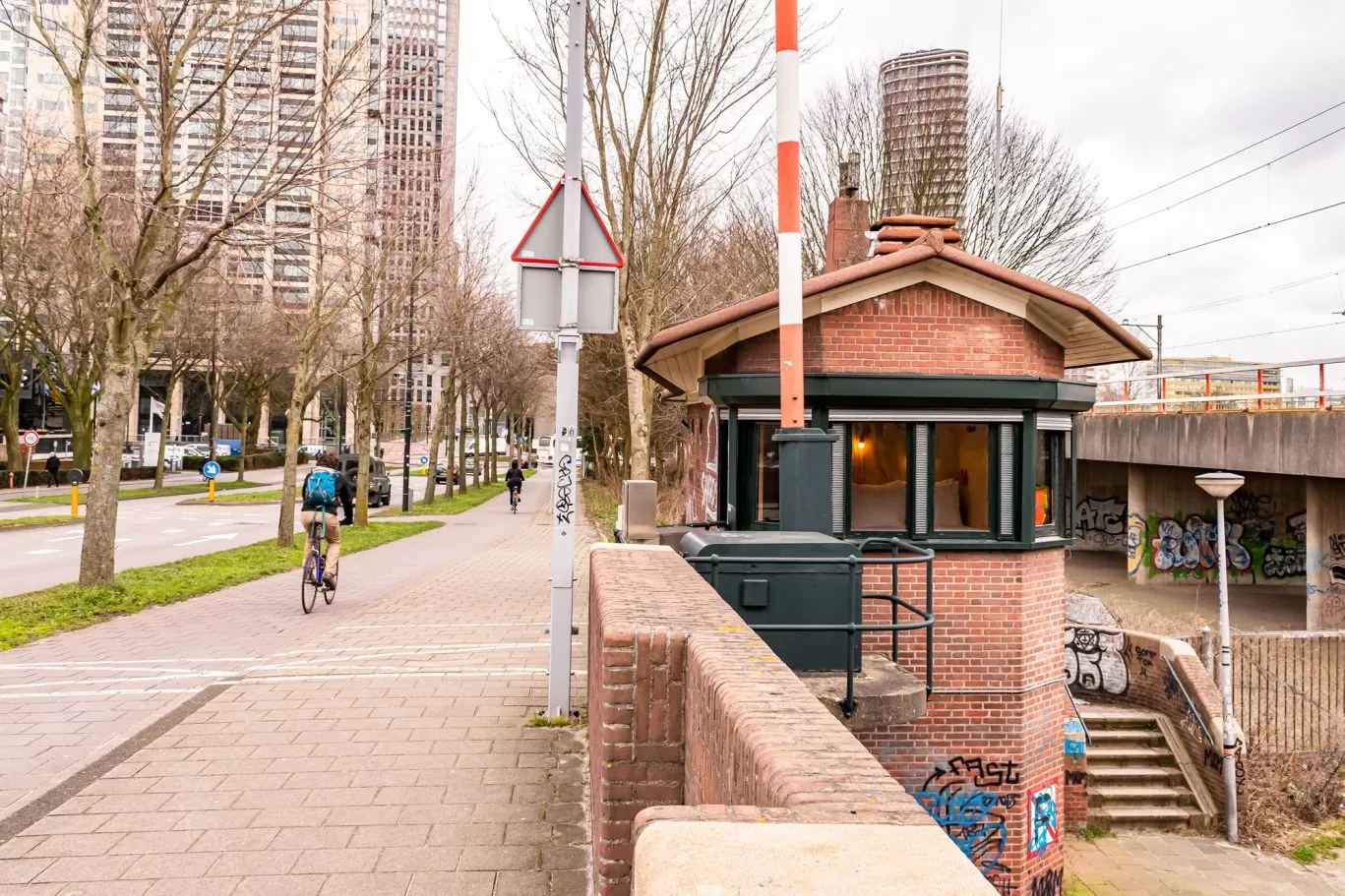 Exterior of SWEETS hotel's bridge house Omvalbrug