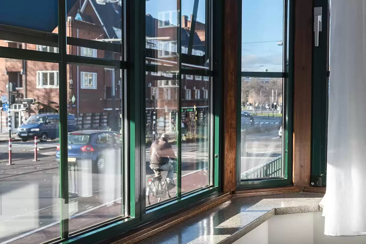 Photo of SWEETS hotel Amsterdam West Overtoomsesluis bridge house interior window view traffic