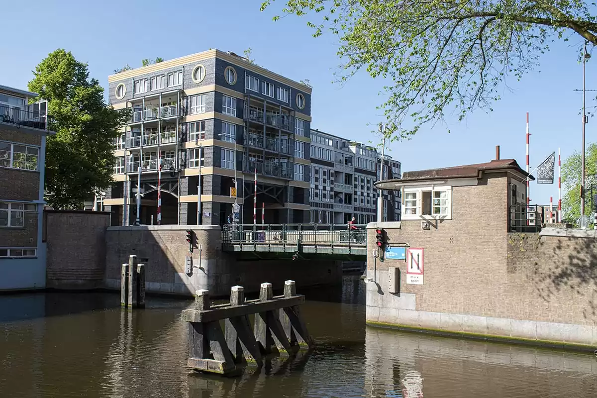 Photo of SWEETS hotel Amsterdam West Van Hallbrug bridge house exterior hotel near Amsterdam Center neighborhood canal