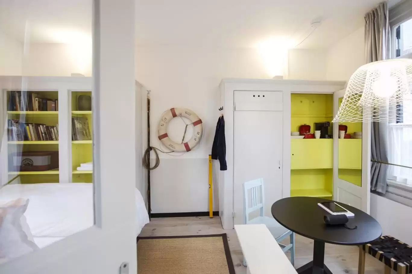 SWEETS hotel Scharrebiersluis bridge house on Amsterdam canals - monumental closet with Gispen design interior