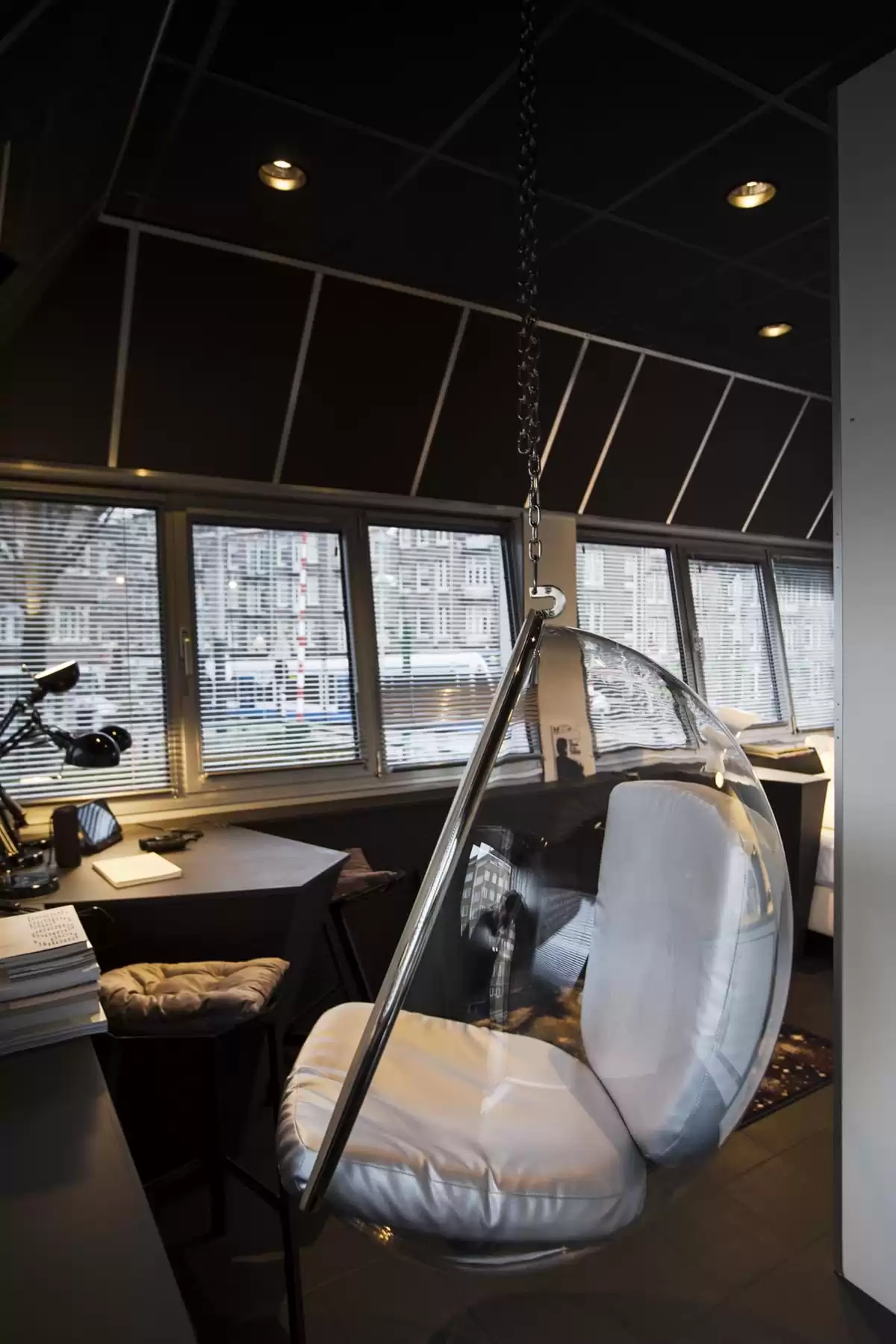 SWEETS hotel Wiegbrug bridge house on Amsterdam canals - design interior with Bubble Chair